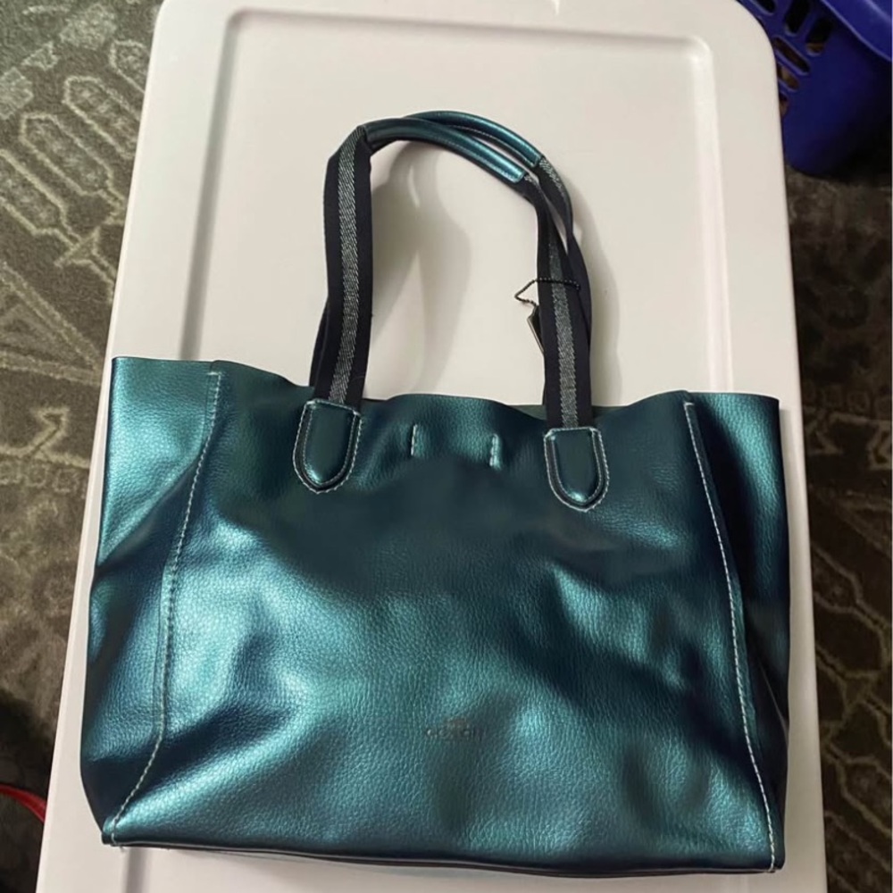 Coach Metallic Teal Derby Tote Bag - Picture 4 of 4